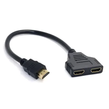 One HDMI Male to Dual HDMI Female Y Splitter Switch Extension Adapter Cable for PC HDTV Laptop 1080P
One HDMI Male to Dual HDMI Female Y Splitter Switch Extension Adapter Cable for PC HDTV Laptop 1080P