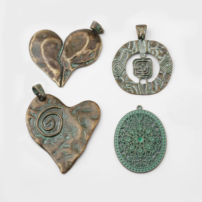 2pcs Verdigris Patina Antique Greek Bronze Charms Embossed Heart Pierced Vortex Spiral Flower Large Pendant Jewelry Findings
2pcs Verdigris Patina Antique Greek Bronze Charms Embossed Heart Pierced Vortex Spiral Flower Large Pendant Jewelry Findings