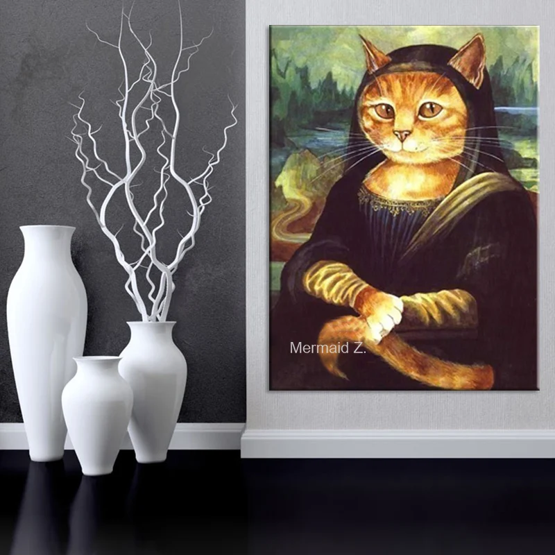 Free Shipping 100% Hand Painted Oil Paintings Picture Mona Lisa Cat Animal Oil Painting On Canvas For Home Decoration Rimless
Free Shipping 100% Hand Painted Oil Paintings Picture Mona Lisa Cat Animal Oil Painting On Canvas For Home Decoration Rimless