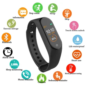 M4 Smart Bracelet Fitness Tracker Heart Rate Color Screen Smart Bracelet IP67 Waterproof Health Sport Smart Wristband
M4 Smart Bracelet Fitness Tracker Heart Rate Color Screen Smart Bracelet IP67 Waterproof Health Sport Smart Wristband
