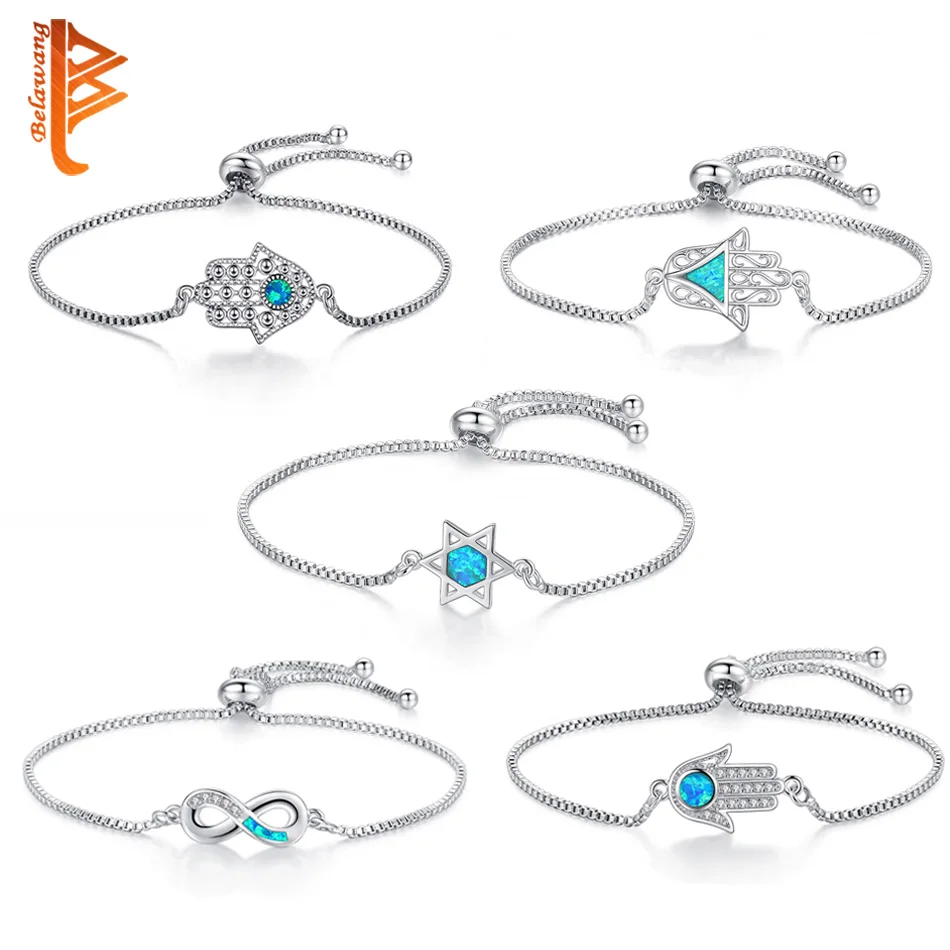 Silver Geometric Adjustable Chain Link Bracelet With Blue Opal Zircon Crystal Eye Hamsa Hand Infinity Charm Bracelets For Women
Silver Geometric Adjustable Chain Link Bracelet With Blue Opal Zircon Crystal Eye Hamsa Hand Infinity Charm Bracelets For Women