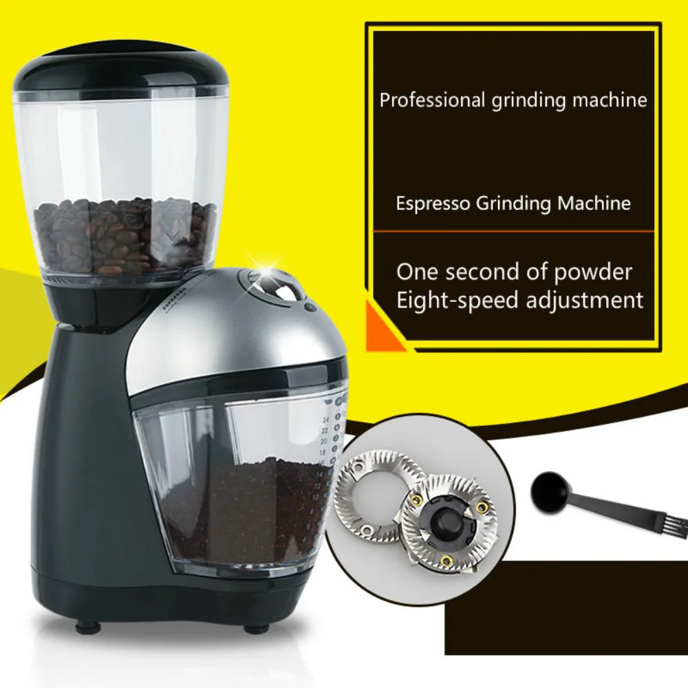 110/220V electric grinder Italian Household coffee grinder Coffee bean mill Eight gear Adjustable thickness
110/220V electric grinder Italian Household coffee grinder Coffee bean mill Eight gear Adjustable thickness