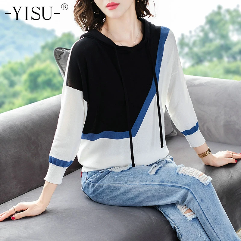 YISU Hooded Sweater Thin Outwear 2019 Spring New Women Casual Loose pullover Tops Casual Fashion long Sleeve splice Sweater
YISU Hooded Sweater Thin Outwear 2019 Spring New Women Casual Loose pullover Tops Casual Fashion long Sleeve splice Sweater