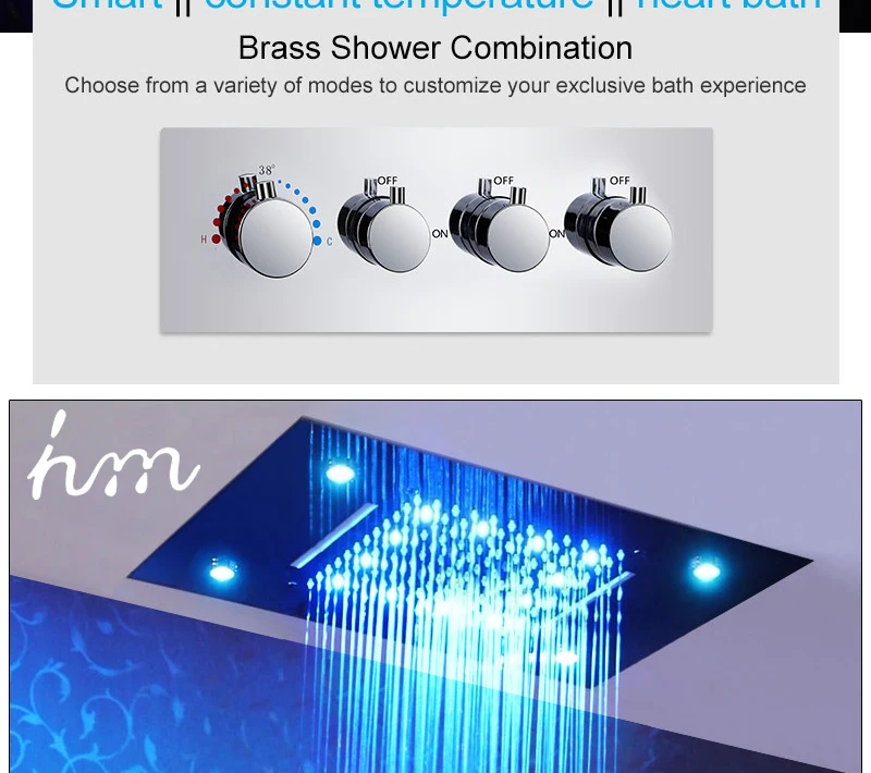 Waterfall LED Shower Faucet Set Contemporary Bathroom Rain Shower Head Side Spray Large Water Flow Bath Valve (6)