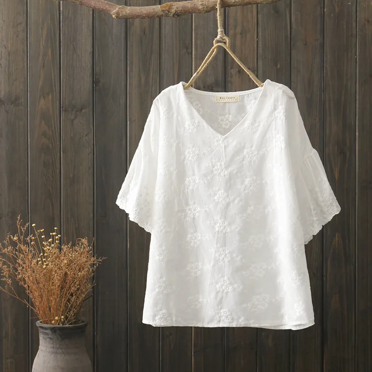 KYQIAO women bohemian shirt 2019 mori girls summer Japanese style boho design v neck short sleeve white embroidery blouse
KYQIAO women bohemian shirt 2019 mori girls summer Japanese style boho design v neck short sleeve white embroidery blouse