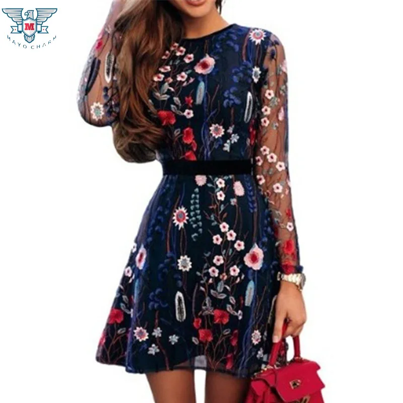 Elegant Party Dress Summer Mini Dresses 2019 Long Sleeve Women Sexy Nightclub Dress Vestidos Robe Femme Embroidery Floral Dress 
Elegant Party Dress Summer Mini Dresses 2019 Long Sleeve Women Sexy Nightclub Dress Vestidos Robe Femme Embroidery Floral Dress
