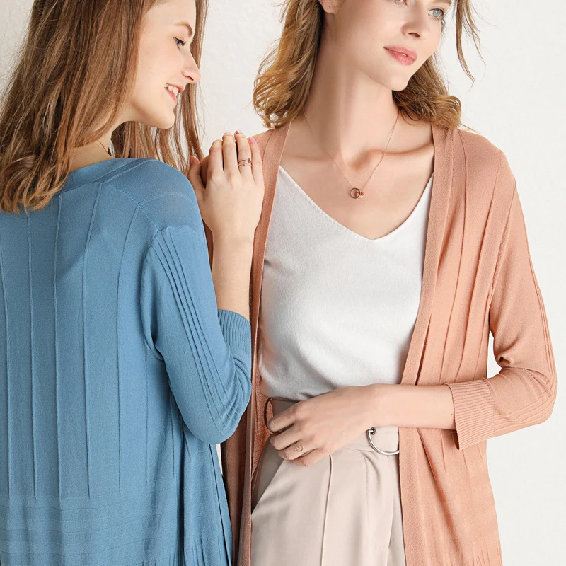 Women Summer Simple Long Knit Coat Viscose Cardigan Relaxed Knitted Women Open Stitch Shirt AC-room Jackets Quality Fabric 2019
Women Summer Simple Long Knit Coat Viscose Cardigan Relaxed Knitted Women Open Stitch Shirt AC-room Jackets Quality Fabric 2019