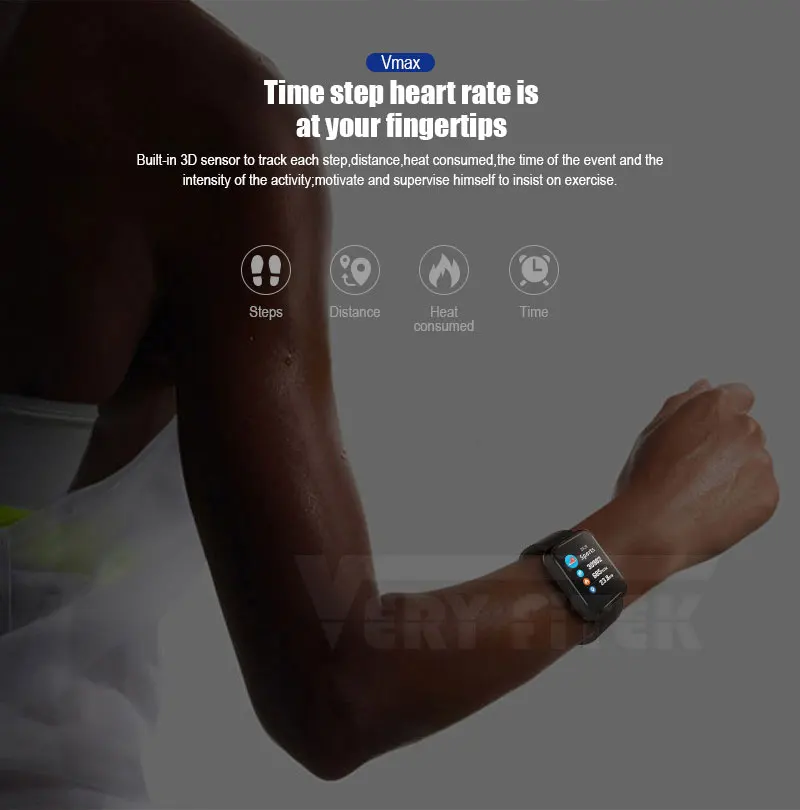 VERY FiTEK Vmax Sport Smart Watch Blood Pressure Oxygen Heart Rate Monitor Customize Watch Dial IP67 Men Women Kids Smartwatch (7)
