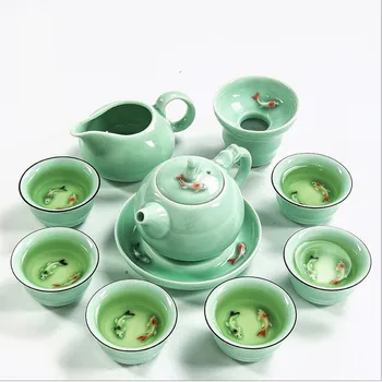 Tea set Include 1Pot and 6Cups, Jingdezhen Celadon Pisces Kung Fu,Beautiful and easy teapot kettle free shipping
Tea set Include 1Pot and 6Cups, Jingdezhen Celadon Pisces Kung Fu,Beautiful and easy teapot kettle free shipping