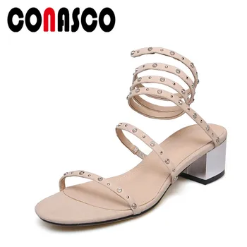 CONASCO Vintage Rome Women Sandals Kid Suede Crystal Lace Up Round Toe High Heels Fashion Punk Summer Shoes Woman Prom Shoes
CONASCO Vintage Rome Women Sandals Kid Suede Crystal Lace Up Round Toe High Heels Fashion Punk Summer Shoes Woman Prom Shoes