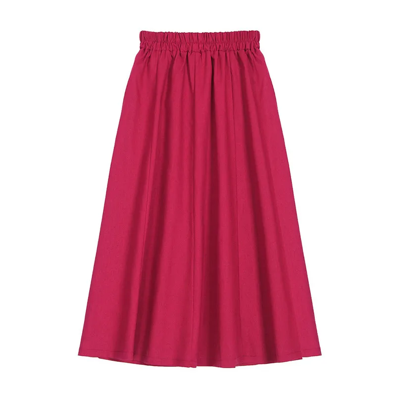 Summer Women Skirt High Waist Cotton Linen Casual Pleated Skirt Elastic Waist Solid Mid Long Skirts Red Navy Blue A-line Skirt
Summer Women Skirt High Waist Cotton Linen Casual Pleated Skirt Elastic Waist Solid Mid Long Skirts Red Navy Blue A-line Skirt