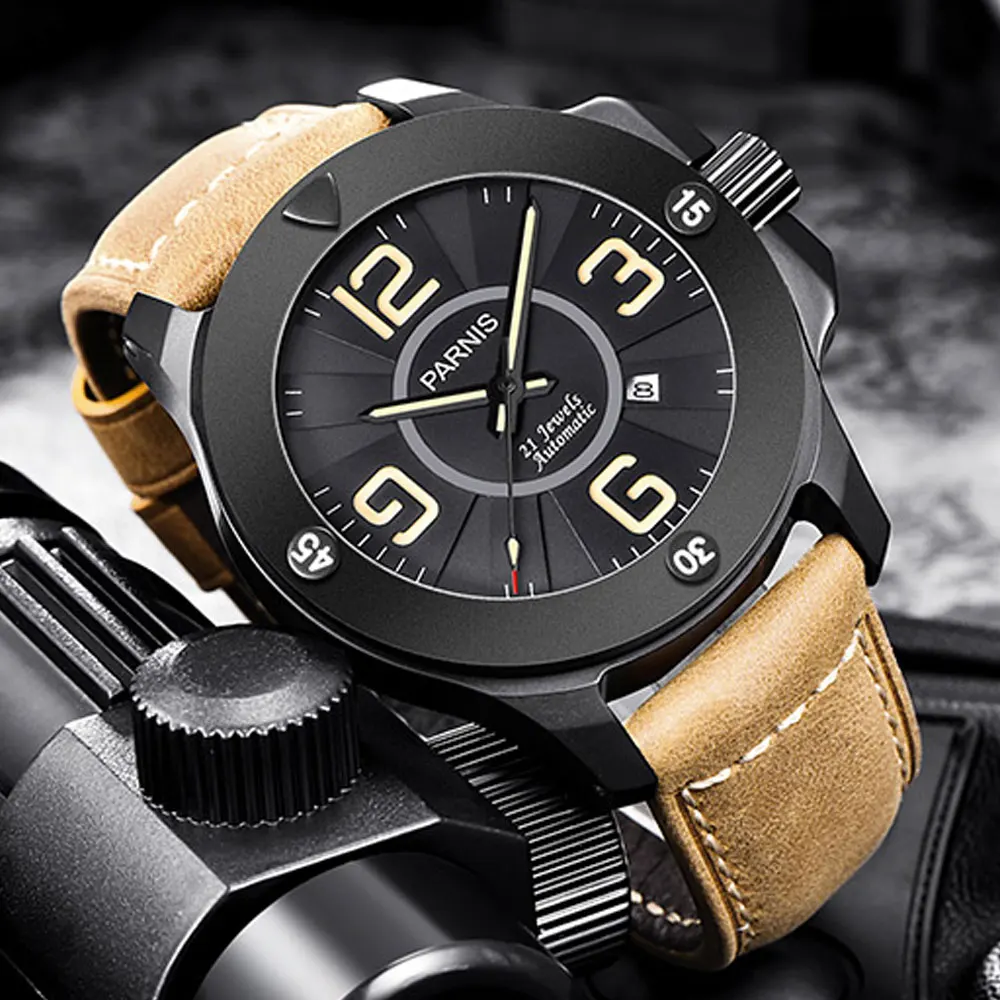 Luxury PARNIS Commander Luminous Mens Wristwatch Sapphire Glass 21 Jewels Miyota Automatic Self-Wind Mechanical Watch Wristwatch
Luxury PARNIS Commander Luminous Mens Wristwatch Sapphire Glass 21 Jewels Miyota Automatic Self-Wind Mechanical Watch Wristwatch