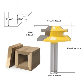 DRELD 1pc Woodworking Capenter Tool 45 Degree Lock Miter Router Bit 8*1-1/2 Inch 8mm Shank Woodworking Tenon Milling Cutter Tool
DRELD 1pc Woodworking Capenter Tool 45 Degree Lock Miter Router Bit 8*1-1/2 Inch 8mm Shank Woodworking Tenon Milling Cutter Tool