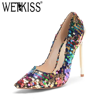 WETKISS Sexy High Heels Women Pumps Bling Shallow Footwear Pointed Toe Footwear Autumn Fashion Wedding Lady Shoes Big Size 45
WETKISS Sexy High Heels Women Pumps Bling Shallow Footwear Pointed Toe Footwear Autumn Fashion Wedding Lady Shoes Big Size 45