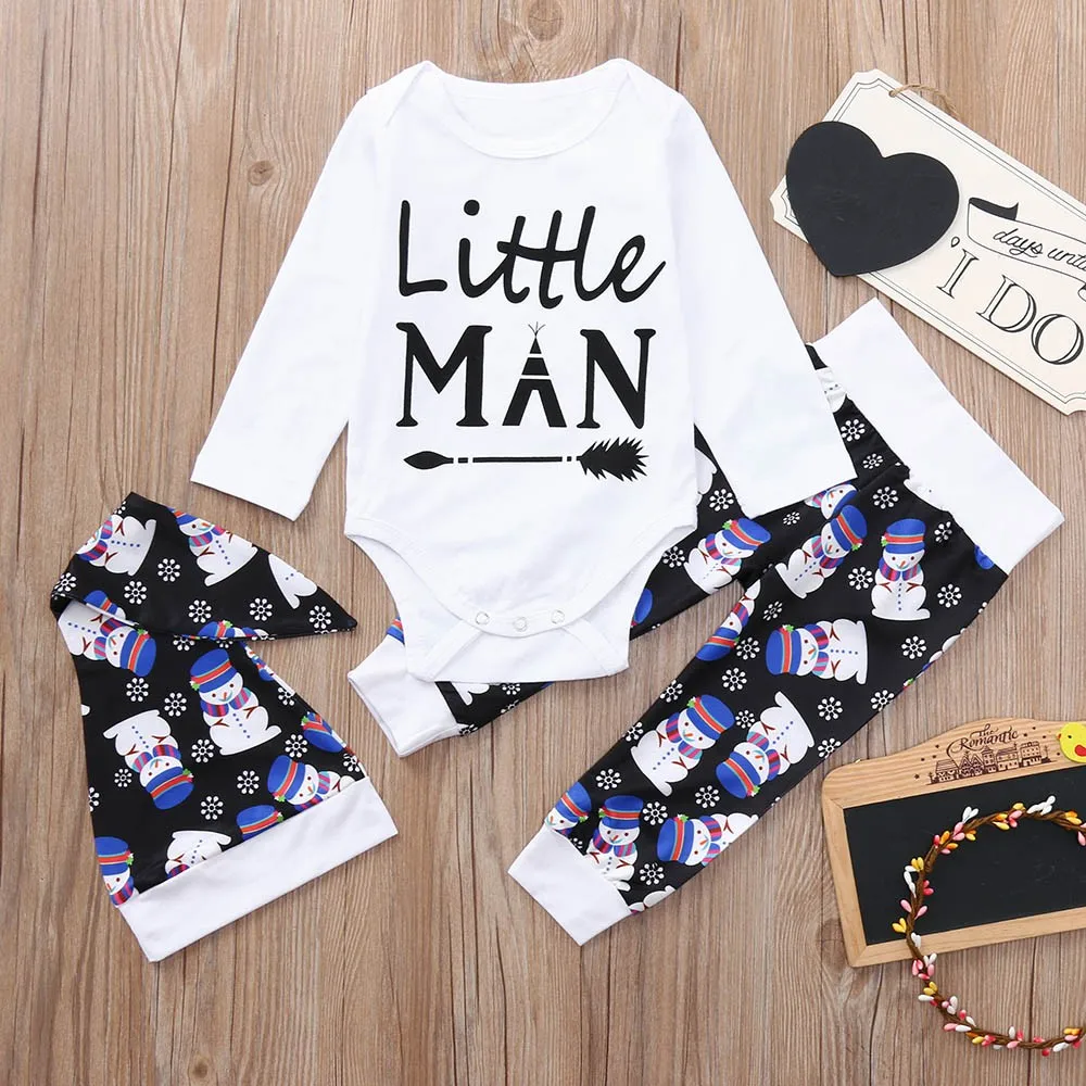Newborn Baby Boy Christmas Snowman Arrow Letter Cotton Long Sleeves Romper Tops+Pants Leggings +Hat 3PCS Set Clothes kids clothe
Newborn Baby Boy Christmas Snowman Arrow Letter Cotton Long Sleeves Romper Tops+Pants Leggings +Hat 3PCS Set Clothes kids clothe