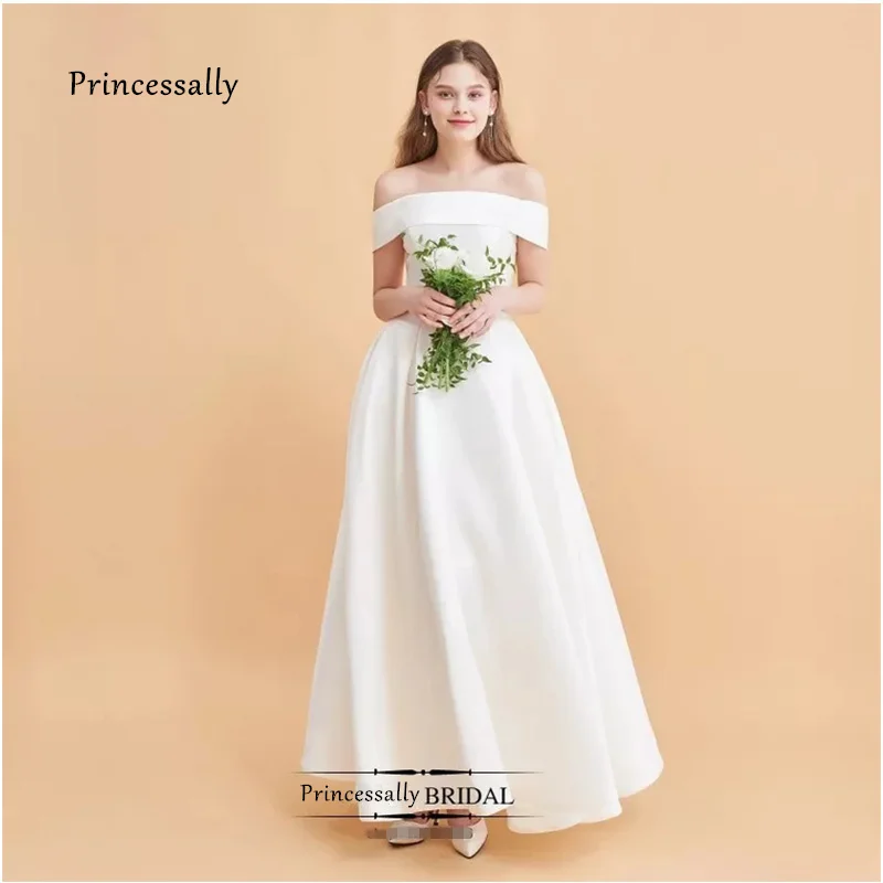 Simple Wedding Dress Ivory Satin Sexy Boat Off the Shoulder Floor Length Bride Elegant Gown Weeding Dresses 2019 Robe De Mariee
Simple Wedding Dress Ivory Satin Sexy Boat Off the Shoulder Floor Length Bride Elegant Gown Weeding Dresses 2019 Robe De Mariee