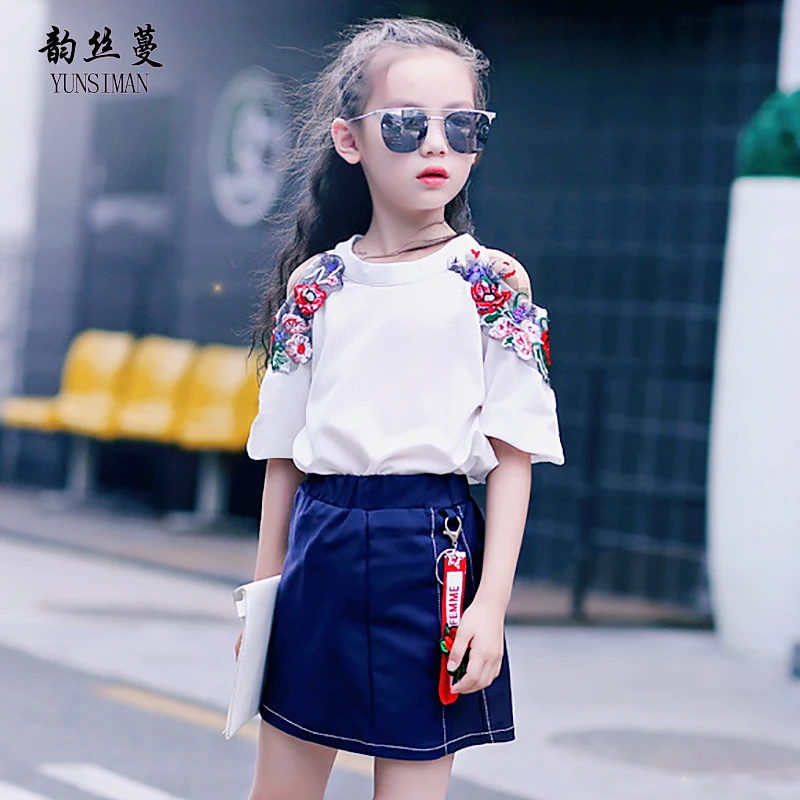 Kids Clothes set for Girls 3 to 12 Years Flower Print Skirt + Off Shoulder T Shirt Two Pieces Set Children Girls Clothing B5A2C
Kids Clothes set for Girls 3 to 12 Years Flower Print Skirt + Off Shoulder T Shirt Two Pieces Set Children Girls Clothing B5A2C