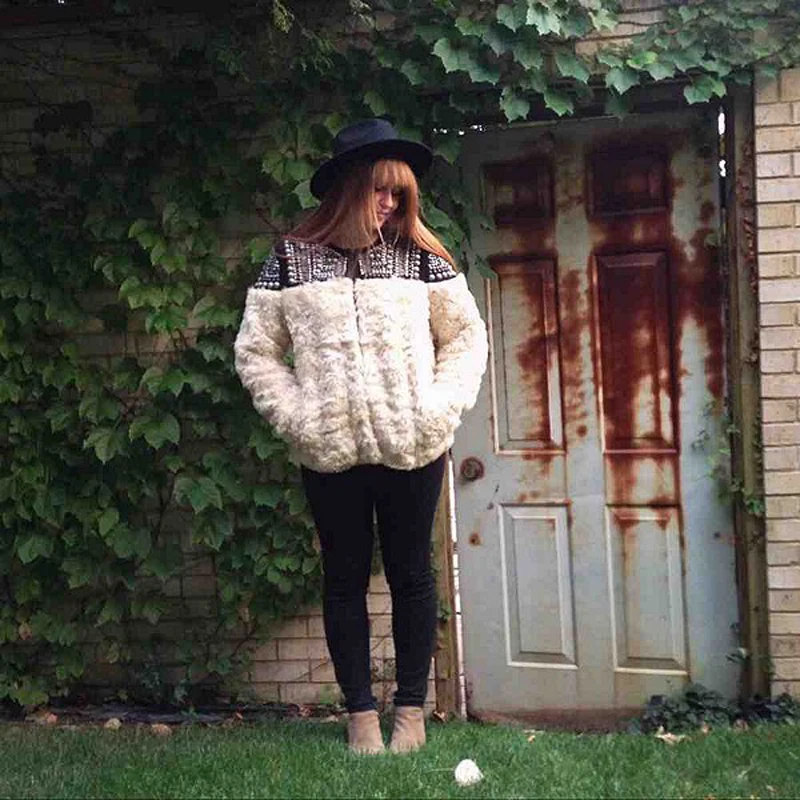 Viyana - Winter Fall Women Warm Faux Fur Coat Handmade Beading Rivet Long Sleeve Boho Style Outwear Jacket Viyana - Winter Fall Women Warm Faux Fur Coat Handmade Beading Rivet Long Sleeve Boho Style Outwear Jacket