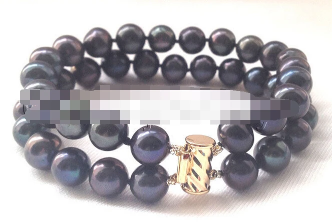 433 Beautiful AAA 2row 8" 10mm natural black round freshwater pearl bracelet -14KGP
433 Beautiful AAA 2row 8" 10mm natural black round freshwater pearl bracelet -14KGP