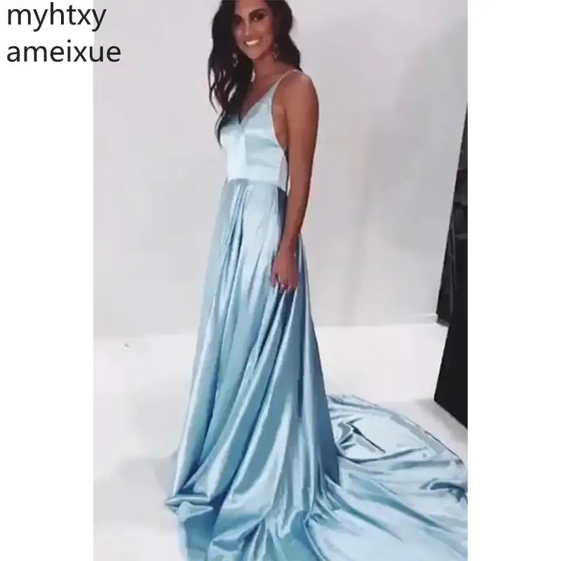 Simple Blue Cheap Sexy Plus Size Evening Dresse A-line Prom Dresss Floor Length Backless Sweep Train Evening Gowns Custom Made
Simple Blue Cheap Sexy Plus Size Evening Dresse A-line Prom Dresss Floor Length Backless Sweep Train Evening Gowns Custom Made