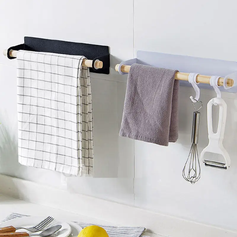 Фото Popular Paste Wall Hanging Towel Bar Punching Iron Rack Kitchen Helper | Дом и сад