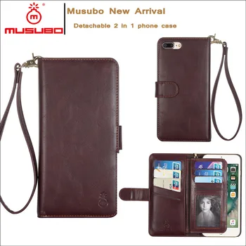 

Musubo detachable Wallet Case for iPhone 7 7plus 6 6s plus Premium Flip leather cover card slot strap hand bag for i7 i7plus i6