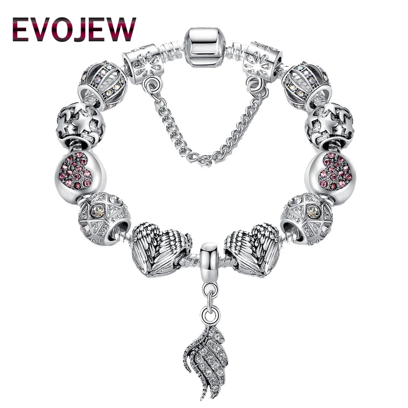 EVOJEW Summer Style Vintage Silver Wing Feather Dangle Charm Bracelet Lovers' Snake Chain Bracelet For Women Handmade Jewelry
EVOJEW Summer Style Vintage Silver Wing Feather Dangle Charm Bracelet Lovers' Snake Chain Bracelet For Women Handmade Jewelry