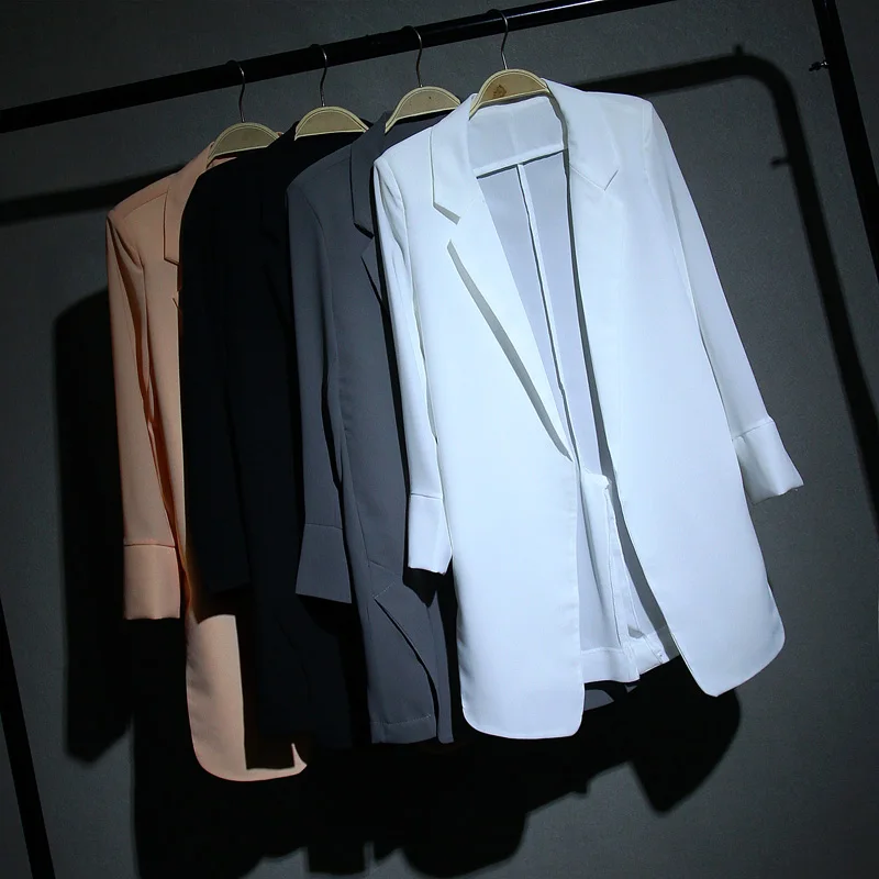New Formal Solid Chiffon Blazer Women Office Work Open Front Notched Blazer Summer Pink Thin Outerwears Casaco Female Tops Mw298
New Formal Solid Chiffon Blazer Women Office Work Open Front Notched Blazer Summer Pink Thin Outerwears Casaco Female Tops Mw298