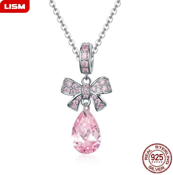 Real 925 Sterling Silver Pink Bow-knot CZ Pendant Fit Original Pandora Bracelet Necklace with Accessories Jewelry Making Gift
Real 925 Sterling Silver Pink Bow-knot CZ Pendant Fit Original Pandora Bracelet Necklace with Accessories Jewelry Making Gift