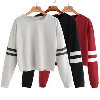 Autumn Hoodded Crop Short Tops Striped Sleeve Tops Women Long Sleeve Sweatshirts Casual Pullovers Sweatshirt
Autumn Hoodded Crop Short Tops Striped Sleeve Tops Women Long Sleeve Sweatshirts Casual Pullovers Sweatshirt