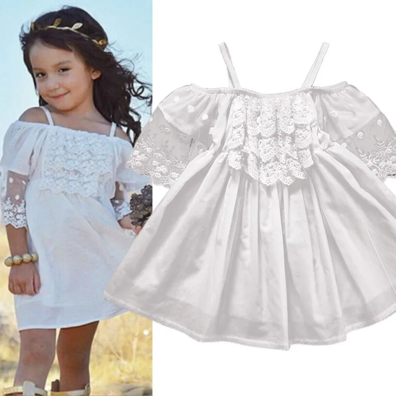 2019 Toddler Kids Girls Summer Dress Off-shoulder Ruffles Lace Dresses Solid White Baby Girl Clothes Princess Costume 2-7Y
2019 Toddler Kids Girls Summer Dress Off-shoulder Ruffles Lace Dresses Solid White Baby Girl Clothes Princess Costume 2-7Y