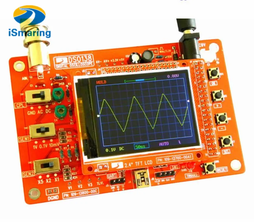 Official iSmaring DSO138 2.4" TFT Handheld Pocket-size Digital Oscilloscope Kit DIY Parts for Oscilloscope Electronic Learning S
Official iSmaring DSO138 2.4" TFT Handheld Pocket-size Digital Oscilloscope Kit DIY Parts for Oscilloscope Electronic Learning S