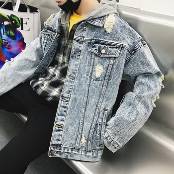 Korean version of Fashion Broken Hole Denim Jacket Casual Single-breasted Jacket Loose Wild Student Style Coat
Korean version of Fashion Broken Hole Denim Jacket Casual Single-breasted Jacket Loose Wild Student Style Coat