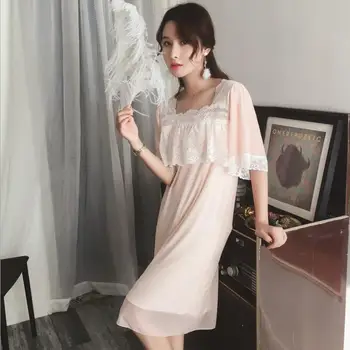 Lace patchwork palacess sweet women nightgowns summer new short sleeve Square Collar cute female sleepdress homeclothes gx780
Lace patchwork palacess sweet women nightgowns summer new short sleeve Square Collar cute female sleepdress homeclothes gx780