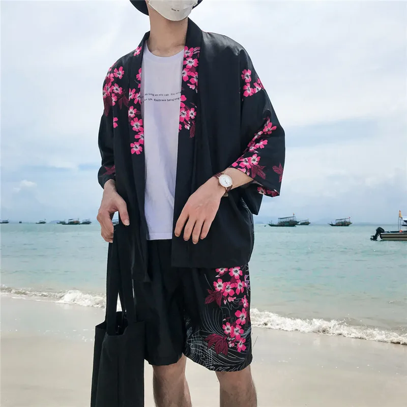 Chinese Traditional Printed Open Stitch Men's Jacket Three Quater Sleeve Kimono Jackets Men Black White
Chinese Traditional Printed Open Stitch Men's Jacket Three Quater Sleeve Kimono Jackets Men Black White