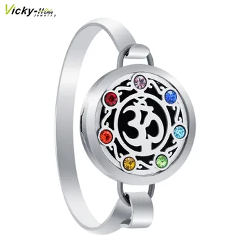 

Chakra Diffuser Locket Aromatherapy Bangle Essential Oils Stainless Steel Diffuser Perfume Locket Bracelets Drop Shipping