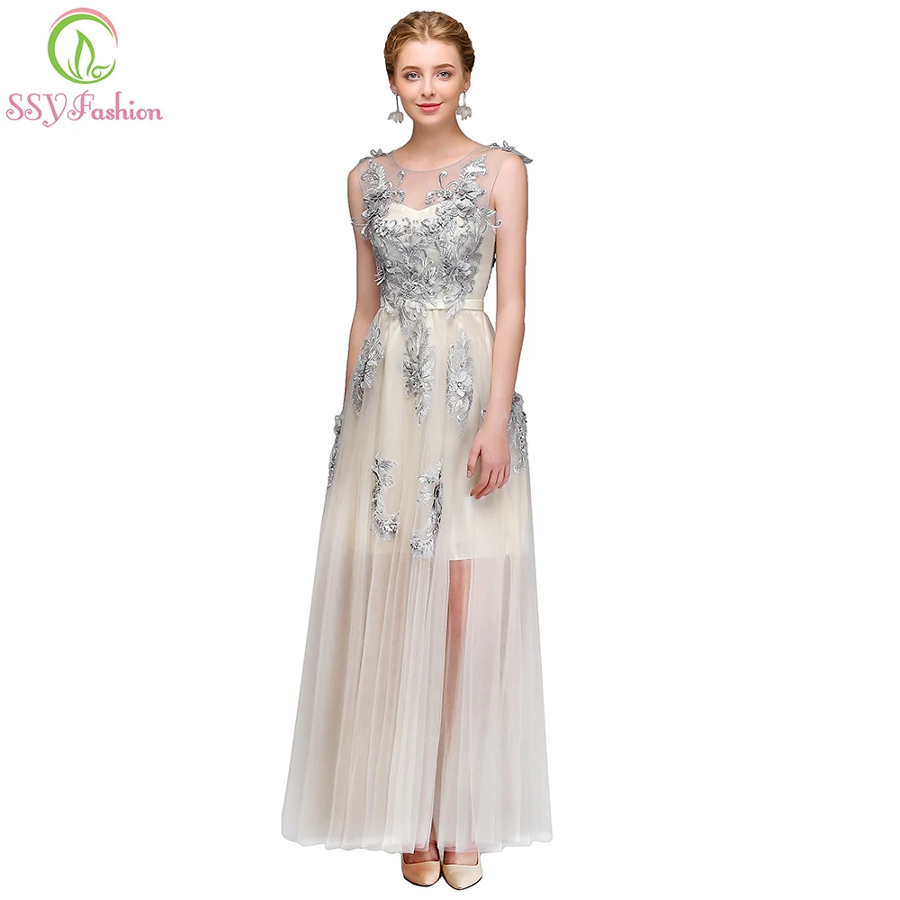 Clearance Evening Dress SSYFashion Light Grey Lace Flower Tulle Long Prom Dress Banquet Elegant Formal Party Gown Robe De Soiree
Clearance Evening Dress SSYFashion Light Grey Lace Flower Tulle Long Prom Dress Banquet Elegant Formal Party Gown Robe De Soiree