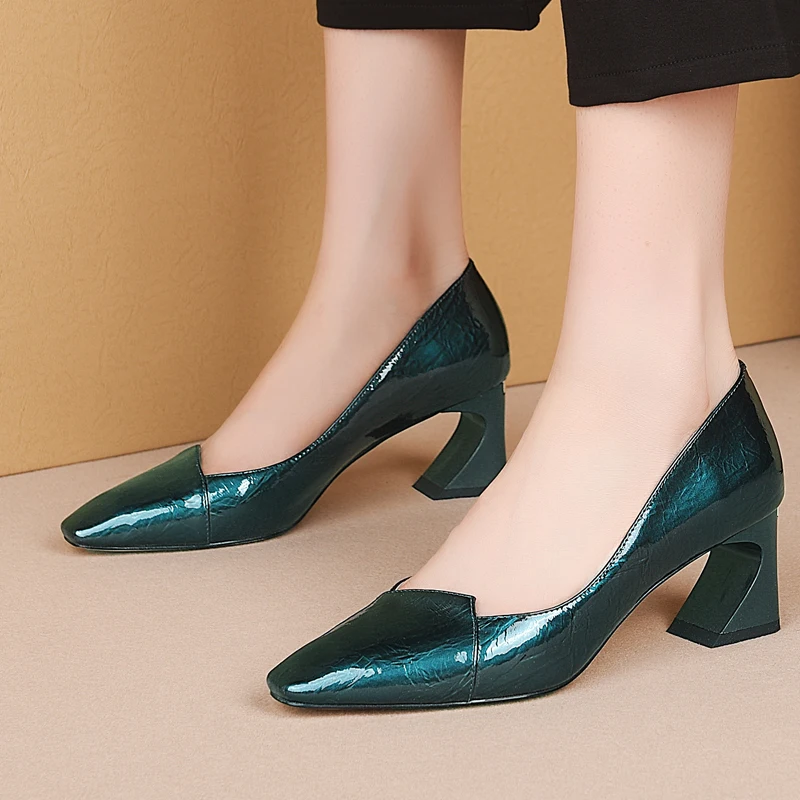 Genuine Leather High Heels Women Pumps Square toe Work Pumps Ladies Wedding Shoes Office Career Elegant Women Pumps
Genuine Leather High Heels Women Pumps Square toe Work Pumps Ladies Wedding Shoes Office Career Elegant Women Pumps