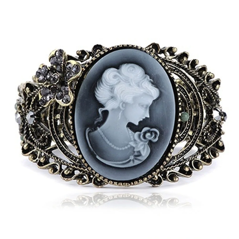 Vintage Bronze Relief Carved Cameo Statue Queen Bangle Bracelet Rhinestones Fashion Jewelry
Vintage Bronze Relief Carved Cameo Statue Queen Bangle Bracelet Rhinestones Fashion Jewelry
