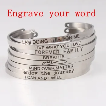 Custom Your Word Stainless Steel Engraved Positive Inspirational Quote Cuff Mantra Bracelet Bangle For Women
Custom Your Word Stainless Steel Engraved Positive Inspirational Quote Cuff Mantra Bracelet Bangle For Women