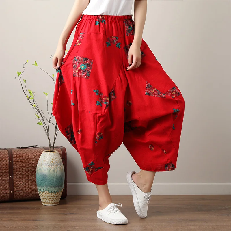 Blue,Red Flower Bloomers Trousers 2018 New Summer Women Cotton and Linen Wide Leg Pants Elastic Waist Loose Baggy Pants
Blue,Red Flower Bloomers Trousers 2018 New Summer Women Cotton and Linen Wide Leg Pants Elastic Waist Loose Baggy Pants