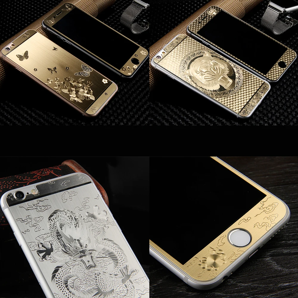 Front Back Luxury Gold Silver 3D Painting Full Cover Color Tempered Glass font b case b