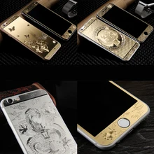 Front+Back Luxury Gold&Silver 3D Painting Full Cover Color Tempered Glass case For iphone 5 5S 5SE 6 6S Plus Screen Protector