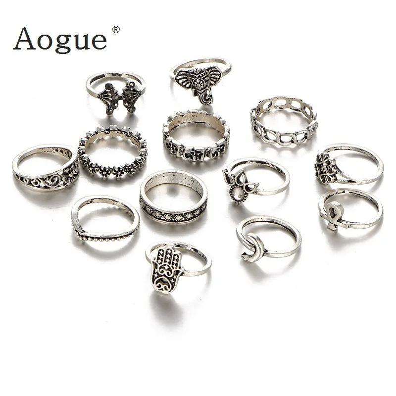 13 pieces Retro Bohemian Golden & Silver Elephant Fatima rings set Hollow Carved Midi Ring Sets Stackable
13 pieces Retro Bohemian Golden & Silver Elephant Fatima rings set Hollow Carved Midi Ring Sets Stackable