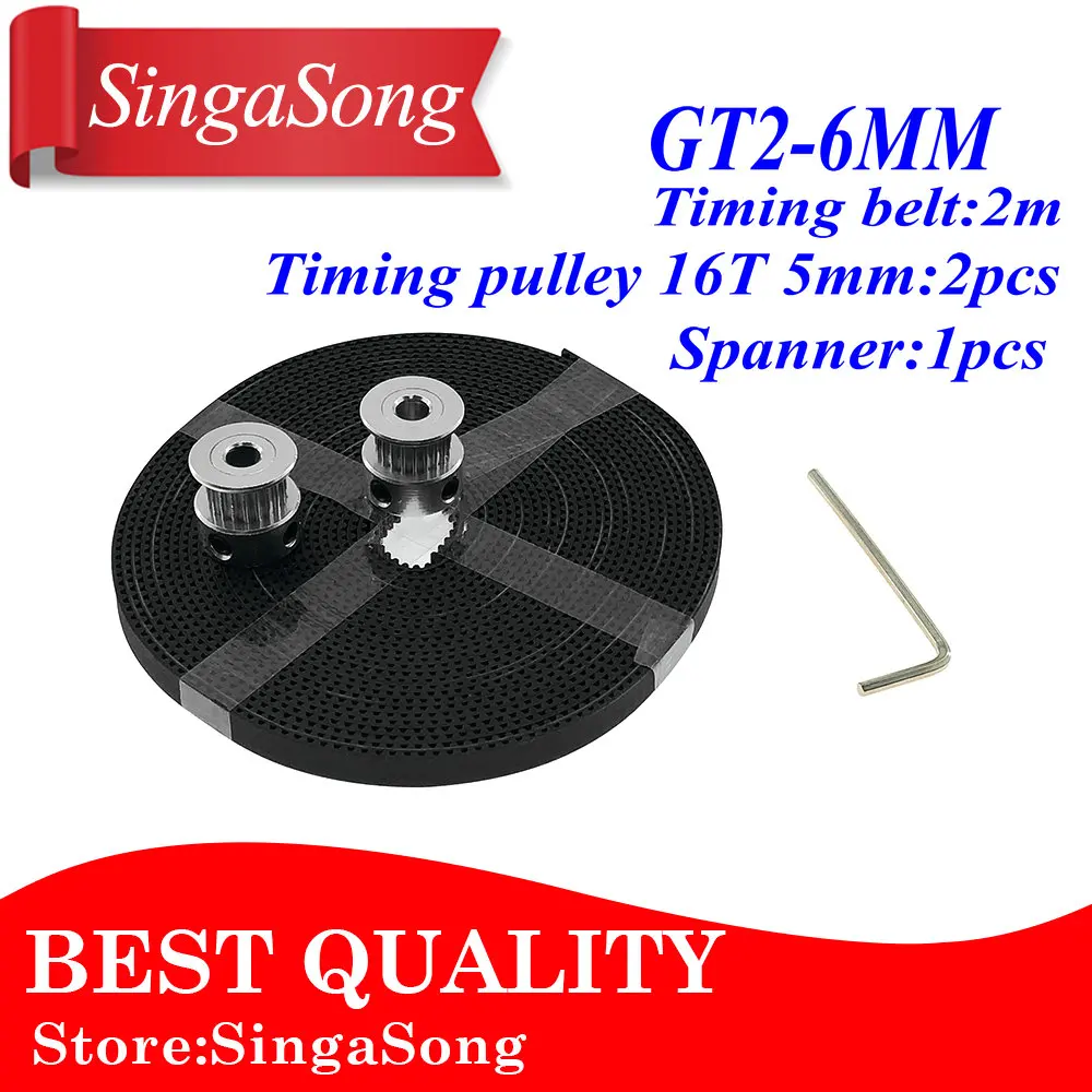 GT2 16teeth 16 Teeth Bore 5mm Timing Alumium Pulley + 2Meters Rubber GT2-6mm Open Timing Belt Width 6mm for 3D Printer
GT2 16teeth 16 Teeth Bore 5mm Timing Alumium Pulley + 2Meters Rubber GT2-6mm Open Timing Belt Width 6mm for 3D Printer