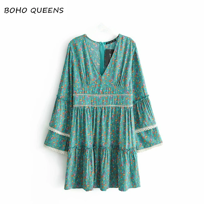 Boho Chic women flare sleeve green Floral print beach Bohemian v-neck mini dress Ladies rayon vintage dress vestidos
Boho Chic women flare sleeve green Floral print beach Bohemian v-neck mini dress Ladies rayon vintage dress vestidos