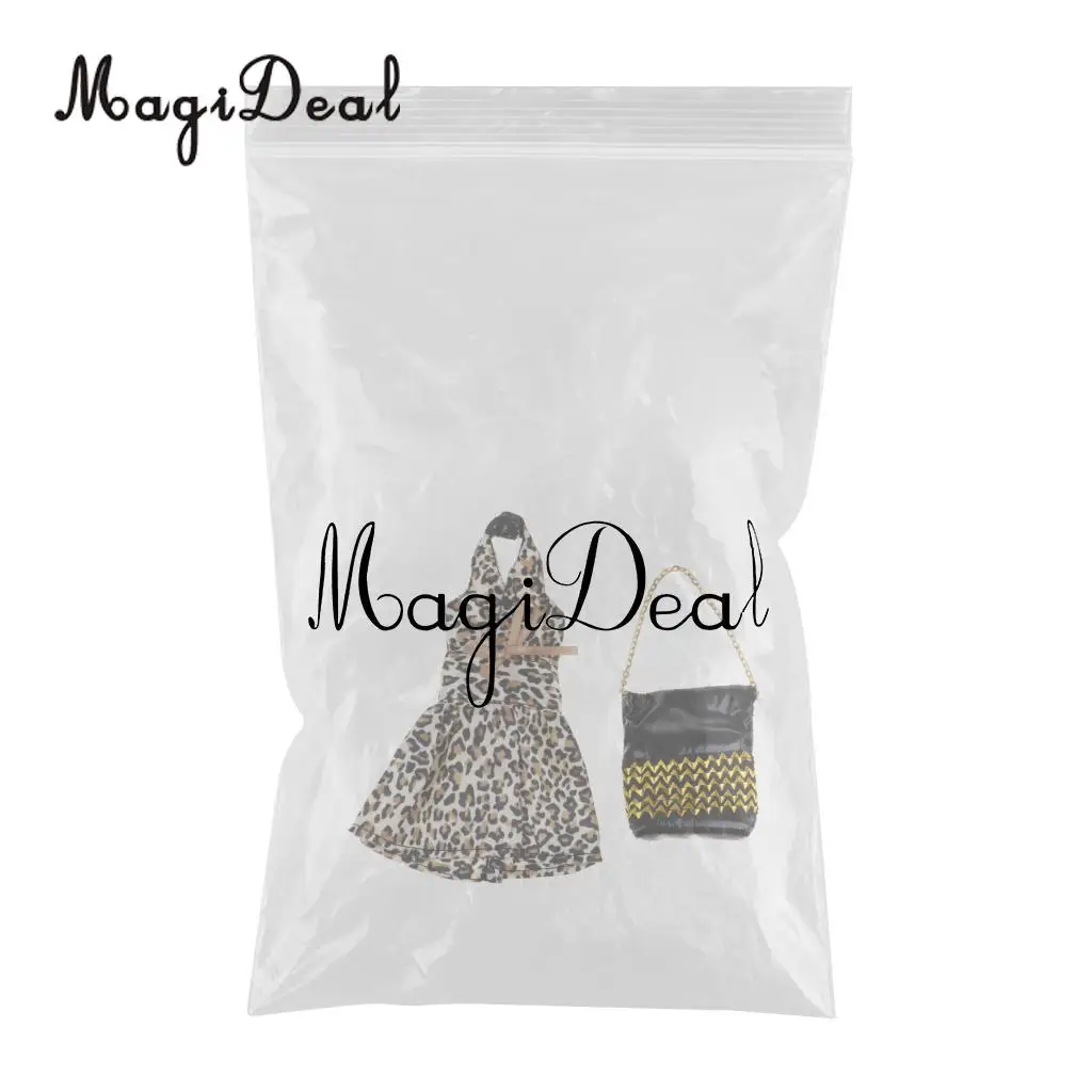 2Pcs Clothes Set Halter Dress Skirt & Chain Handbag for 30cm Doll