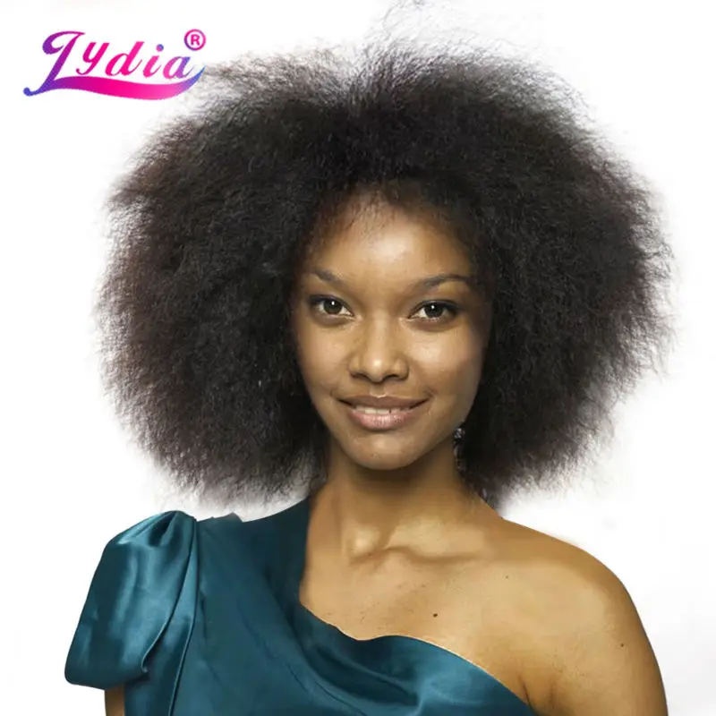 Image Lydia Short Synthetic Wigs 6inch None Lace Front Wig Kinky Curly Kanekalon Heat Resistant For Black Women African American Wigs