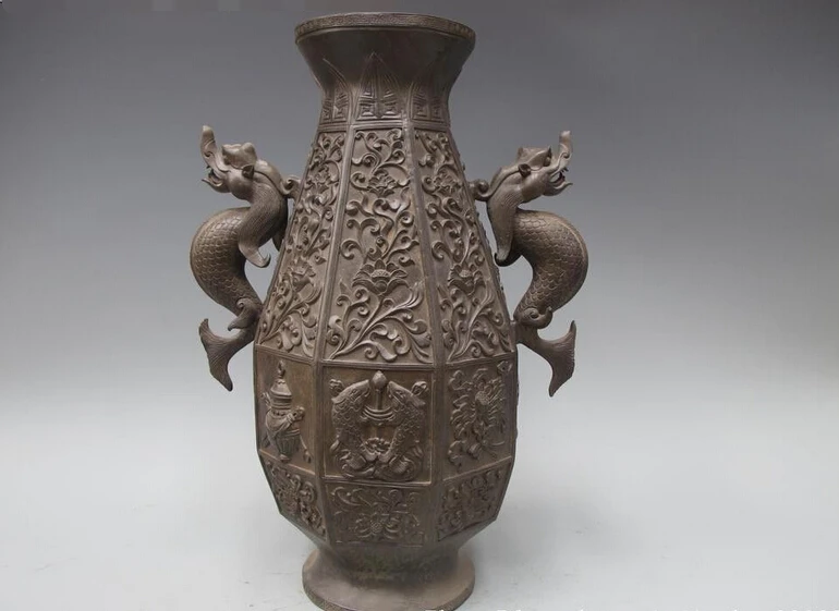 wholesale factory Chinese Pure Bronze carve Eight treasures Dragon Imperial family crock Vase pot
wholesale factory Chinese Pure Bronze carve Eight treasures Dragon Imperial family crock Vase pot