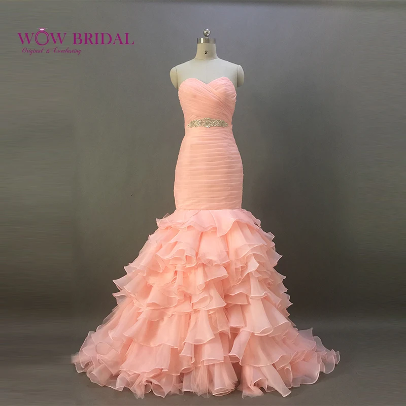 Wowbridal 2015 Fairy Pink Mermaid Wedding Dress Actual Photos Strapless Organza Princess Women Gown with Ruffles Court Train
Wowbridal 2015 Fairy Pink Mermaid Wedding Dress Actual Photos Strapless Organza Princess Women Gown with Ruffles Court Train
